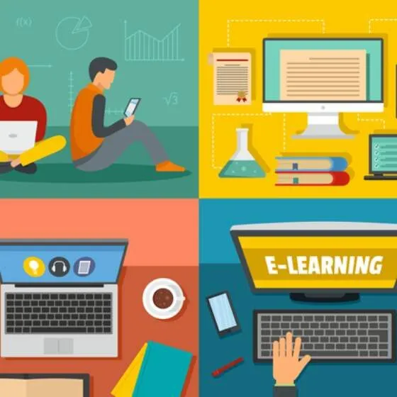 A graphic image of different types of e-learning.