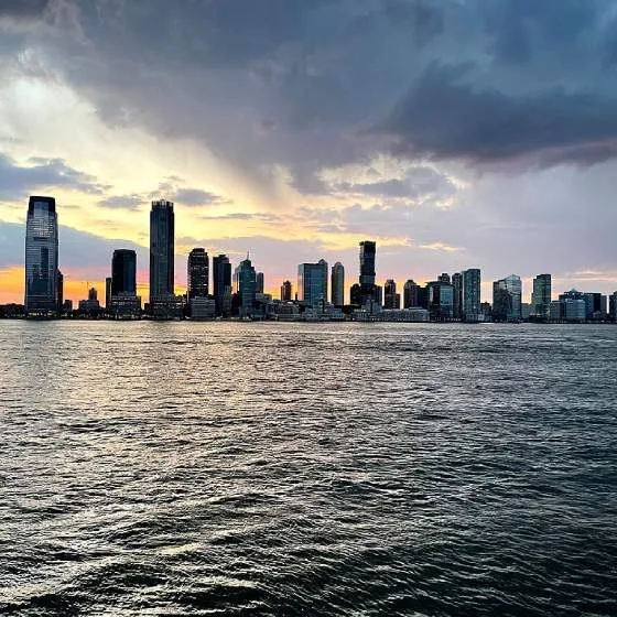 The skyline of Jersey City, New Jersey.