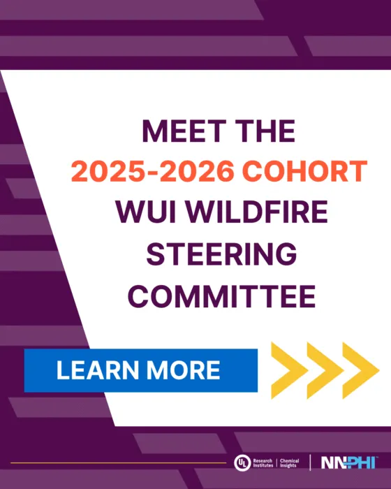 Meet the 2025-2026 WUI Wildfire Steering Committee. A button with learn more is at the bottom.